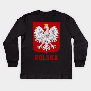 POLSKA Eagle / Retro Polish Pride Kids Long Sleeve T-Shirt
